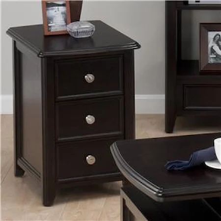 Casual Espresso Chairside Table with 2 Drawers